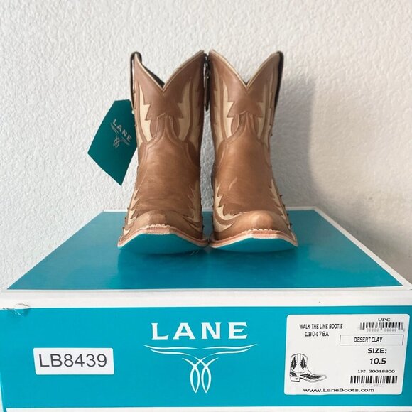 Lane WALK THE LINE Womens Brown Cowboy Bootie 10.5 Cowgirl Short Ankle Boots - Picture 10 of 11